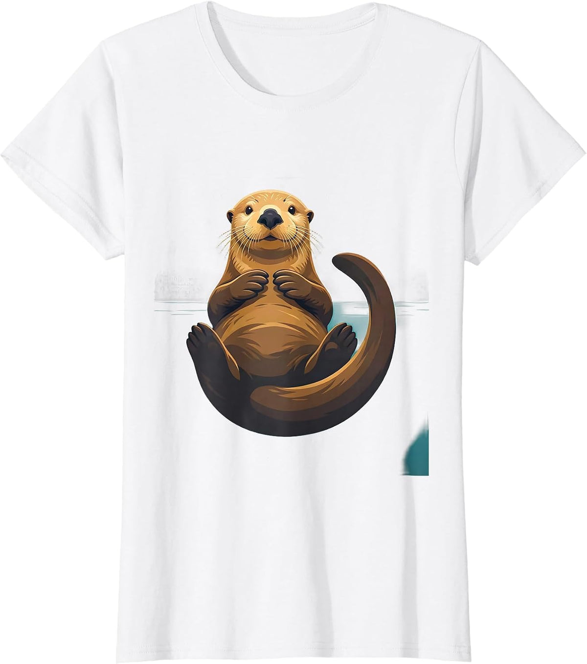 Women's Back-Floating Sea Otter Funny Animal Lover Gift T-Shirt - White
