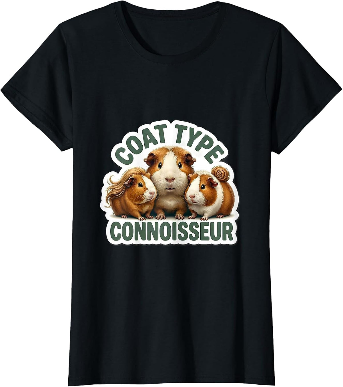 Coat Type Connoisseur Funny Guinea Pig Lover Pet Pig Humor T-Shirt - Black