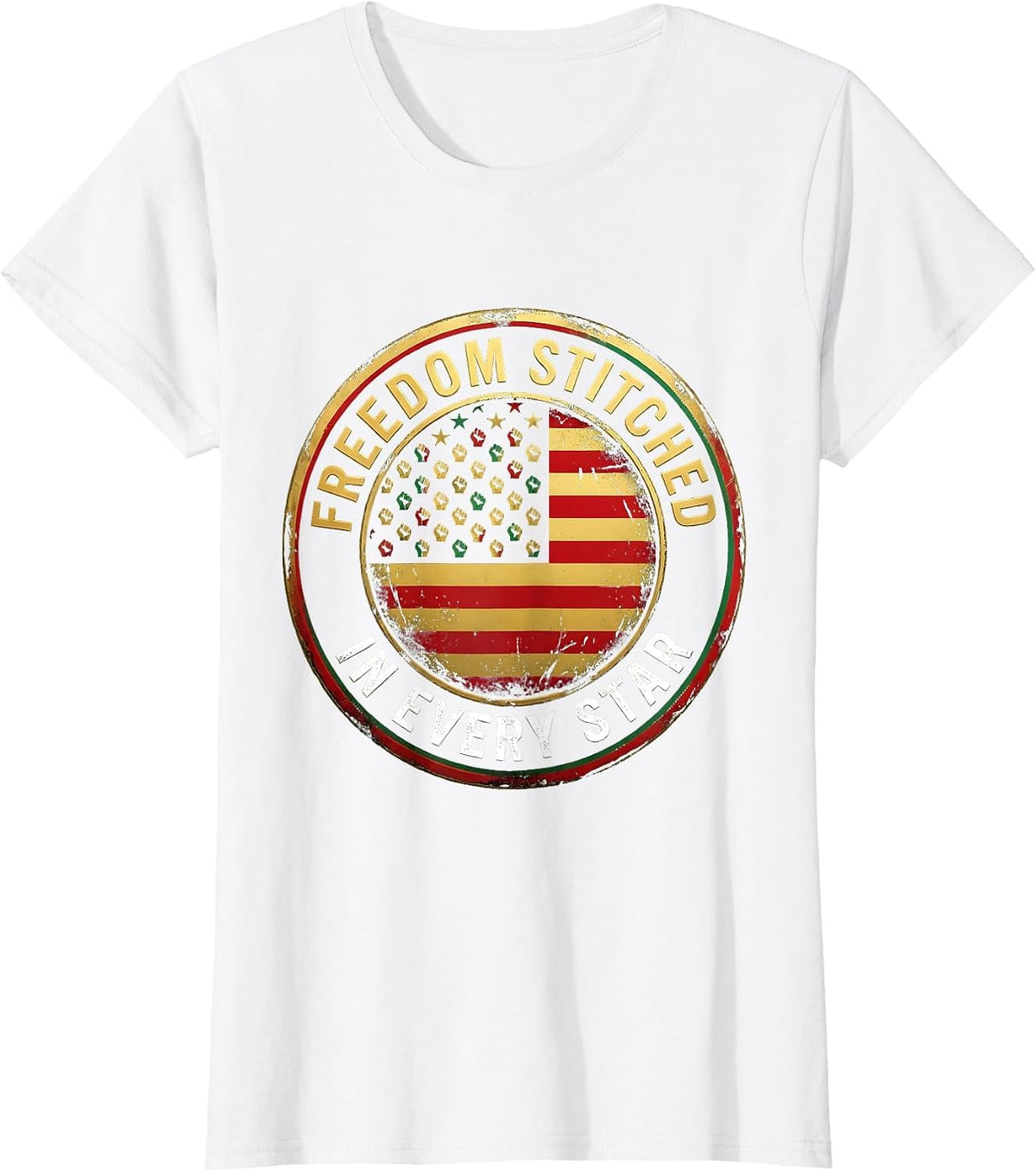 Freedom Stitched In Every Star Juneteenth 1865 T-Shirt - White