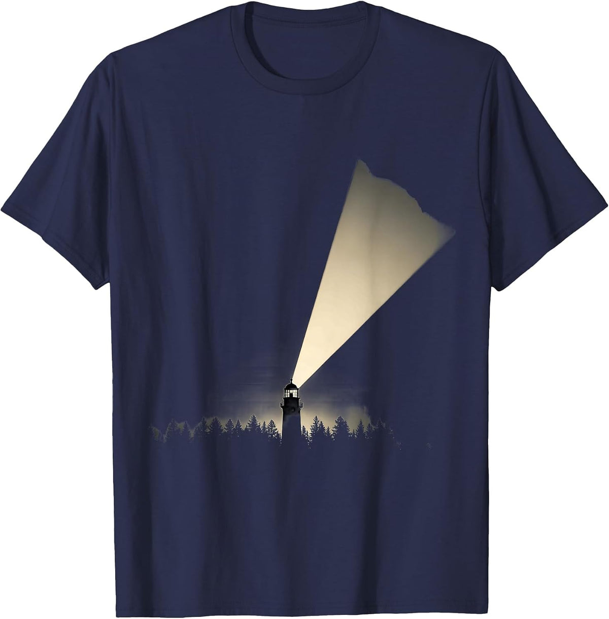 Men's Watchtower Spotlight Dark Forest Security Design T-Shirt - Navy Blue