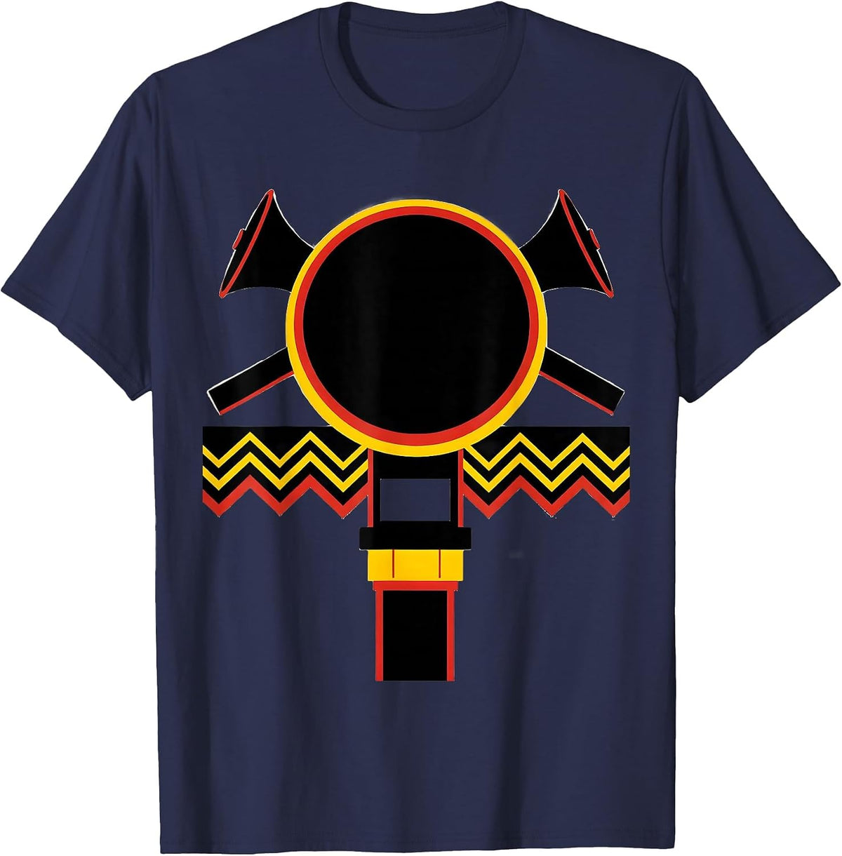 Men's Geometric Firefighter Badge Modernist Fire Department T-Shirt - Navy Blue