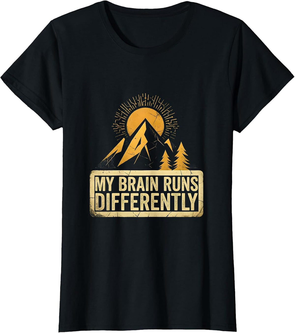 My Brain Runs Differently Autism Awareness Design T-Shirt - Black