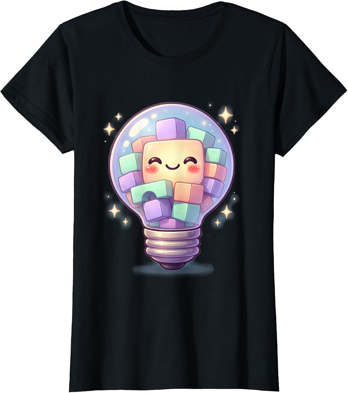 Sped Teacher Lightbulb Building Blocks Graphic T-Shirt - Black