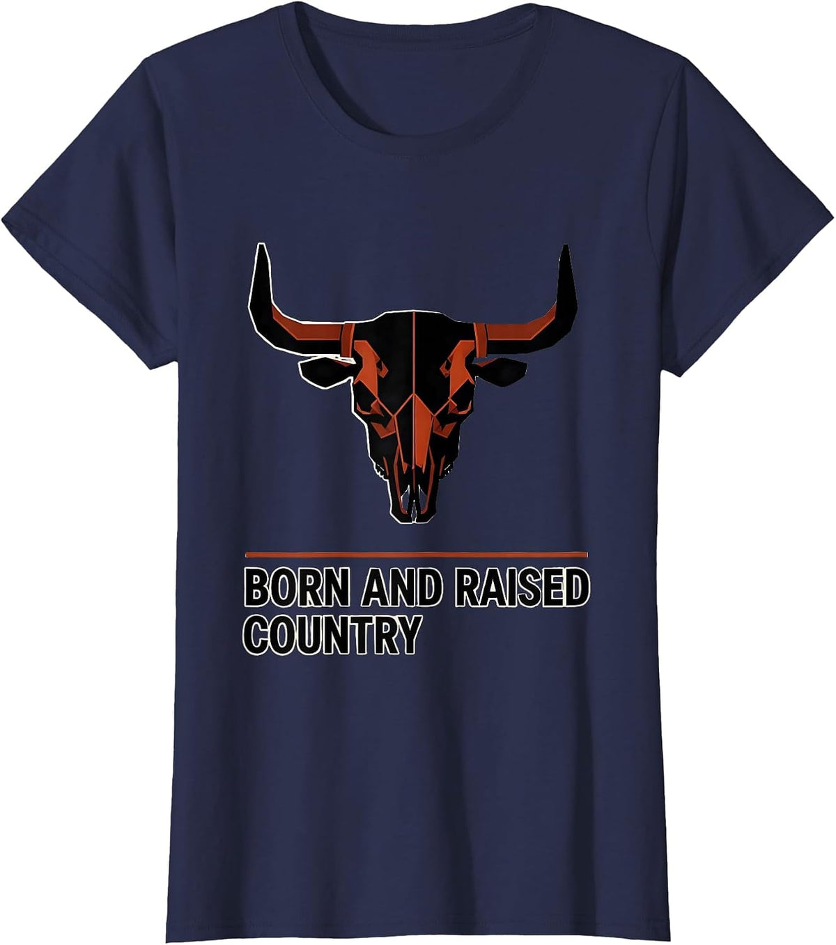 Women's Born and Raised Country Pride Graphic Design T-Shirt - Navy Blue