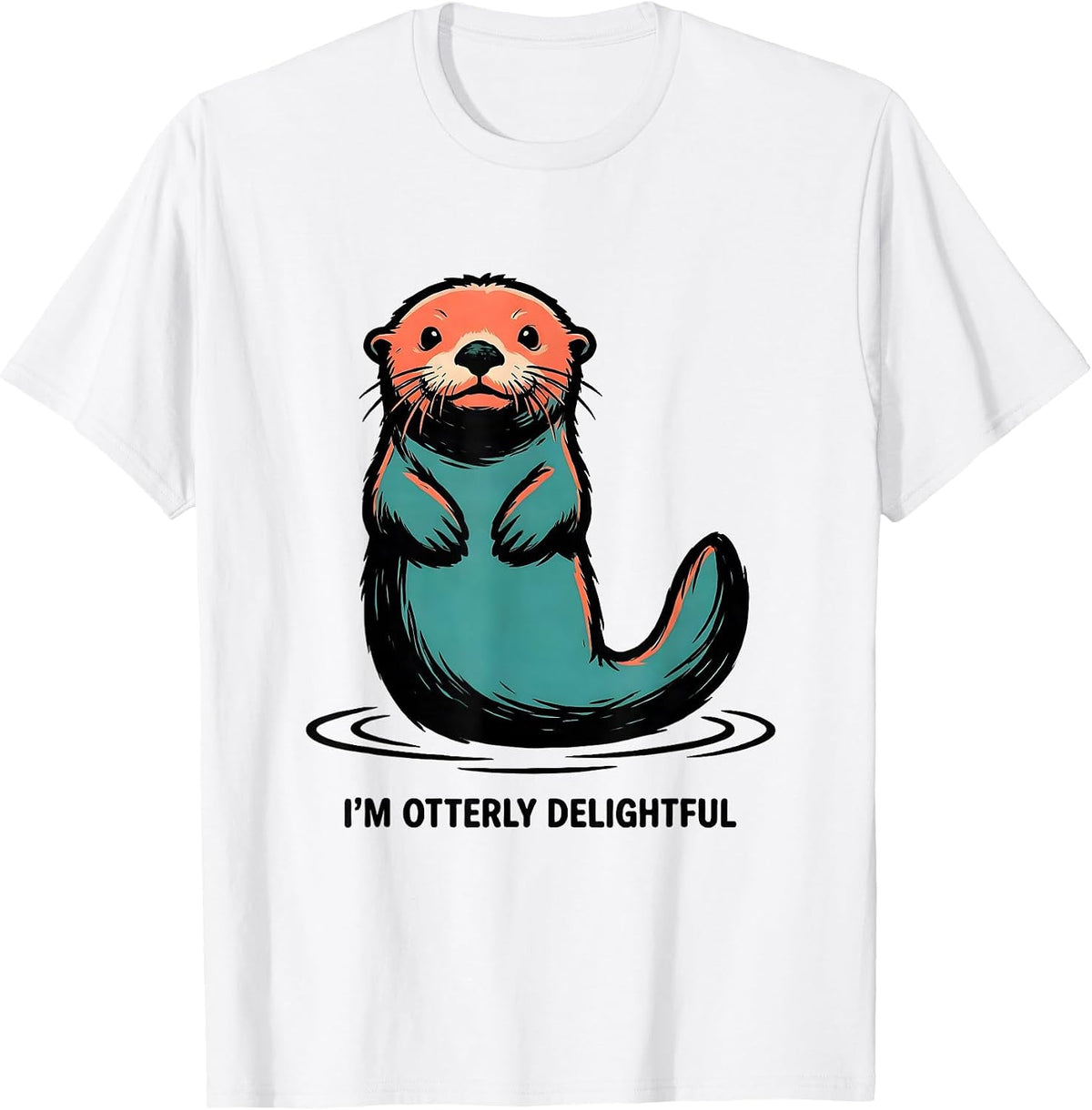 Men's I'm Otterly Delightful Funny Sea Otter Lover Pun Humor T-Shirt - White