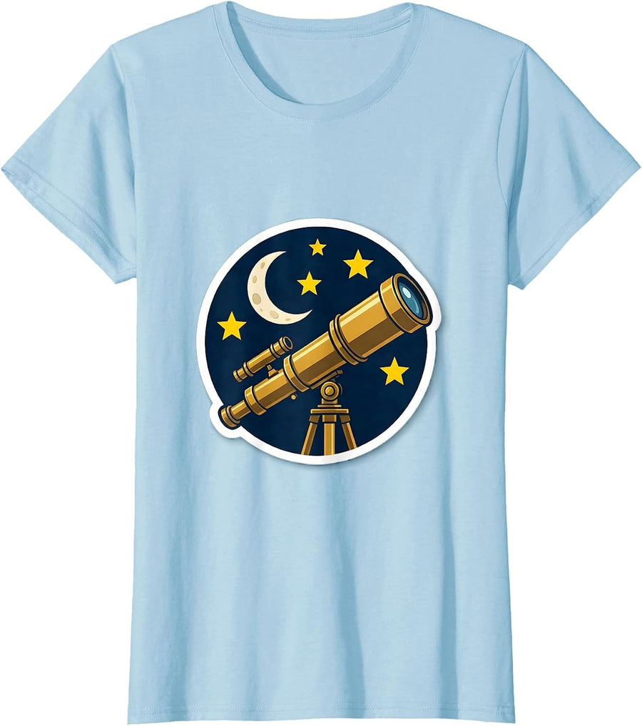 Women's School Counselor Stargazing Night Sky Graphic T-Shirt - Baby Blue