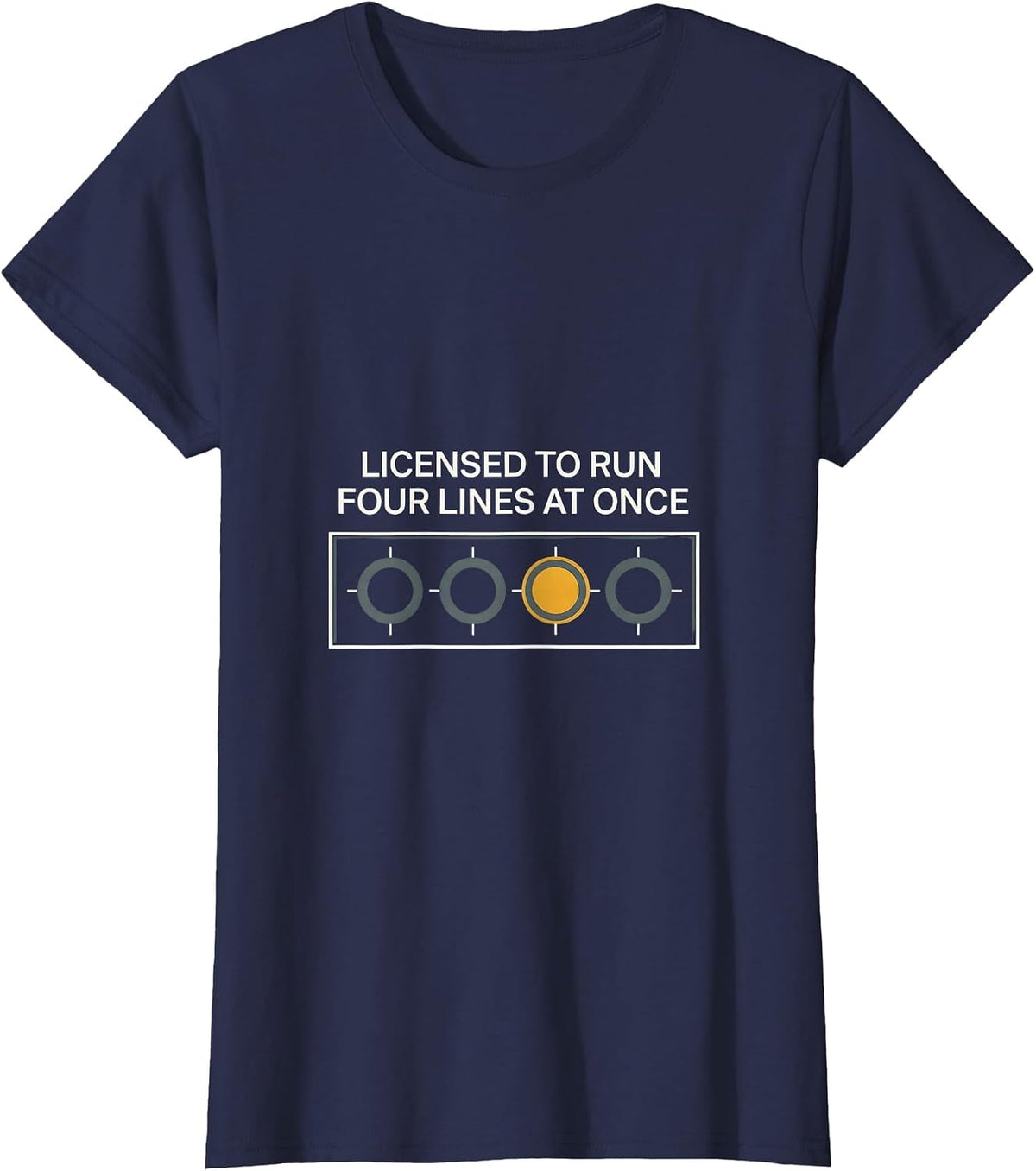 Women's Licensed To Run Four Lines At Once Thin Gold Line 911 T-Shirt - Navy Blue
