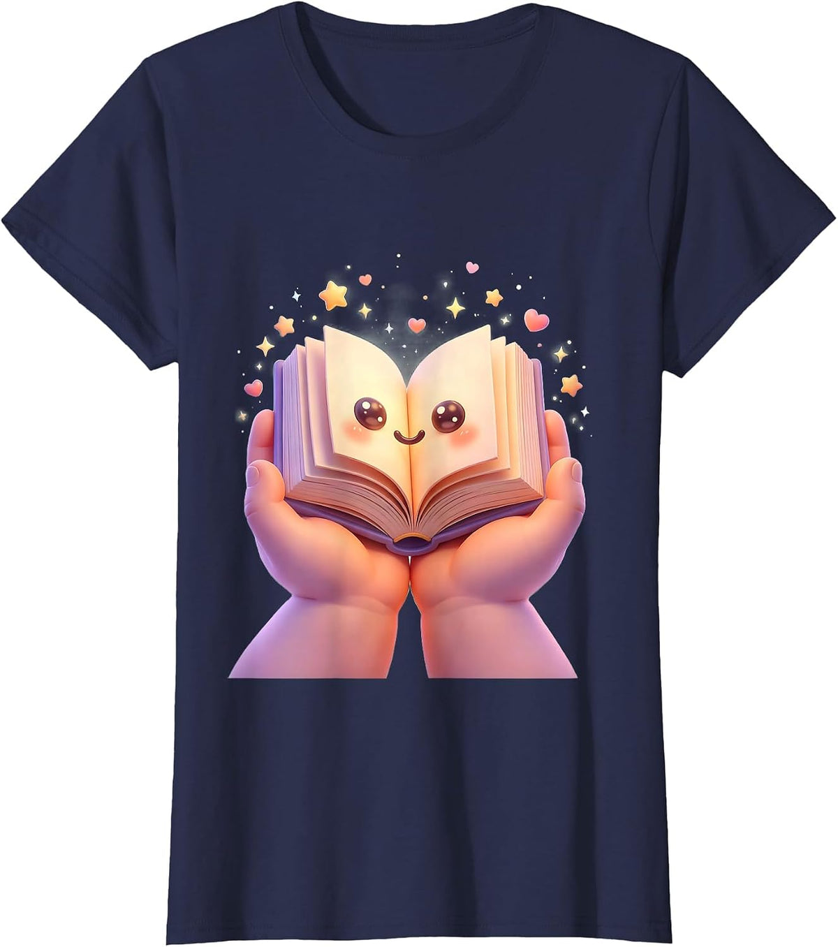 Women's Sped Teacher Glowing Book Illustration Gift T-Shirt - Navy Blue