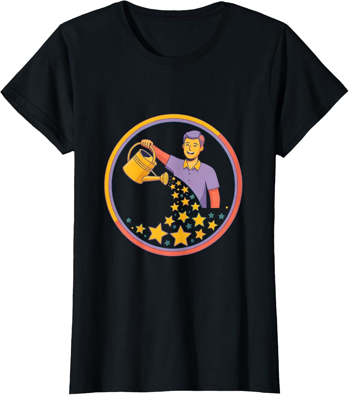 SPED Teacher Watering Stars Illustration T-Shirt - Black