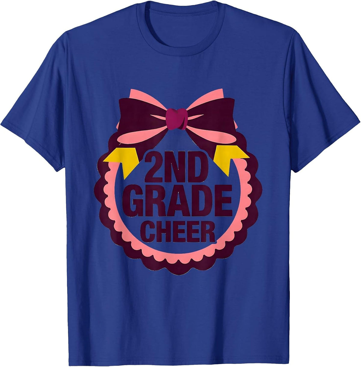 Men's 2nd Grade Cheer Coquette Bow Back to School Second Grade T-Shirt - Royal Blue