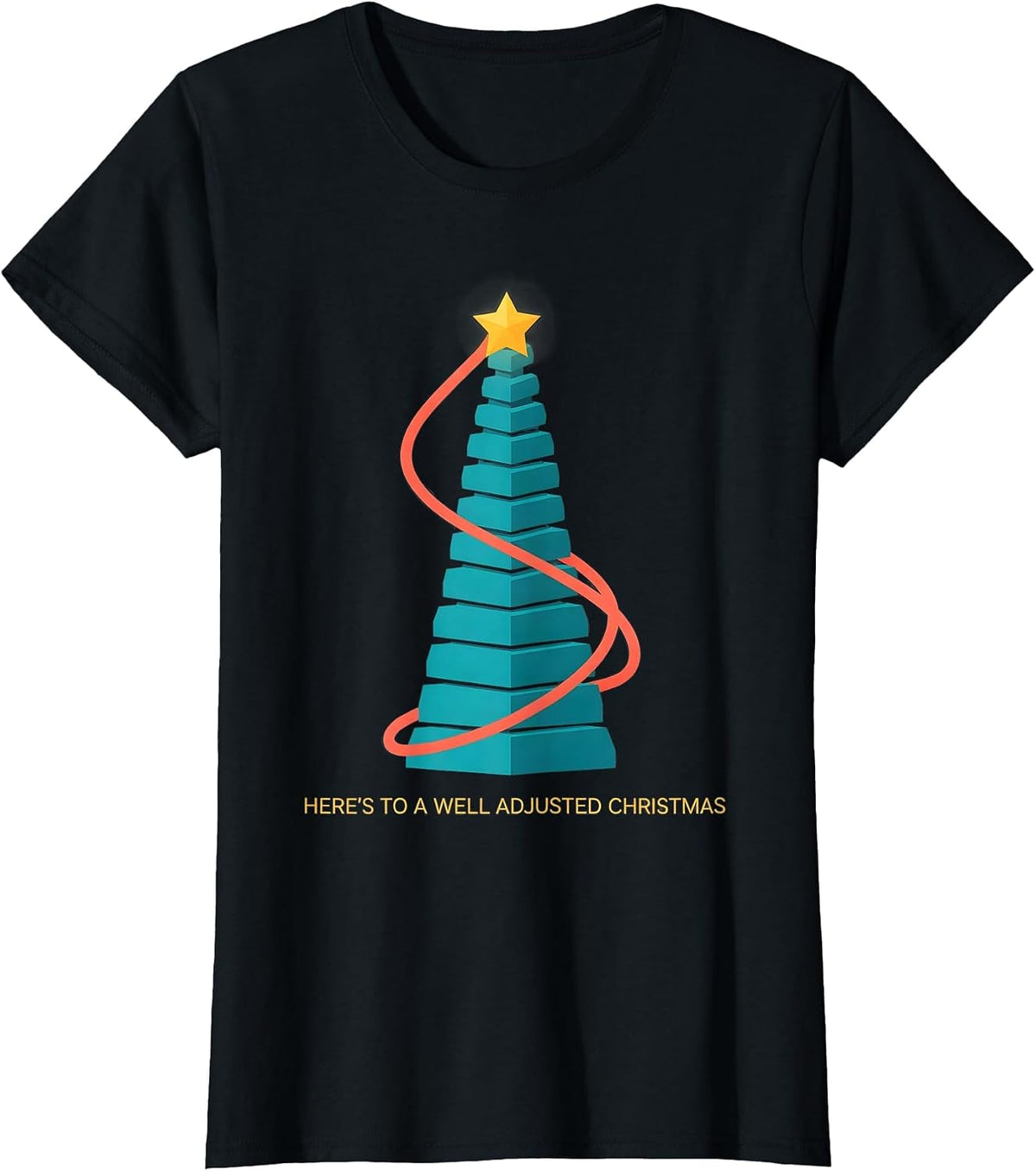 Here's To A Well Adjusted Christmas Funny Chiropractor T-Shirt - Black