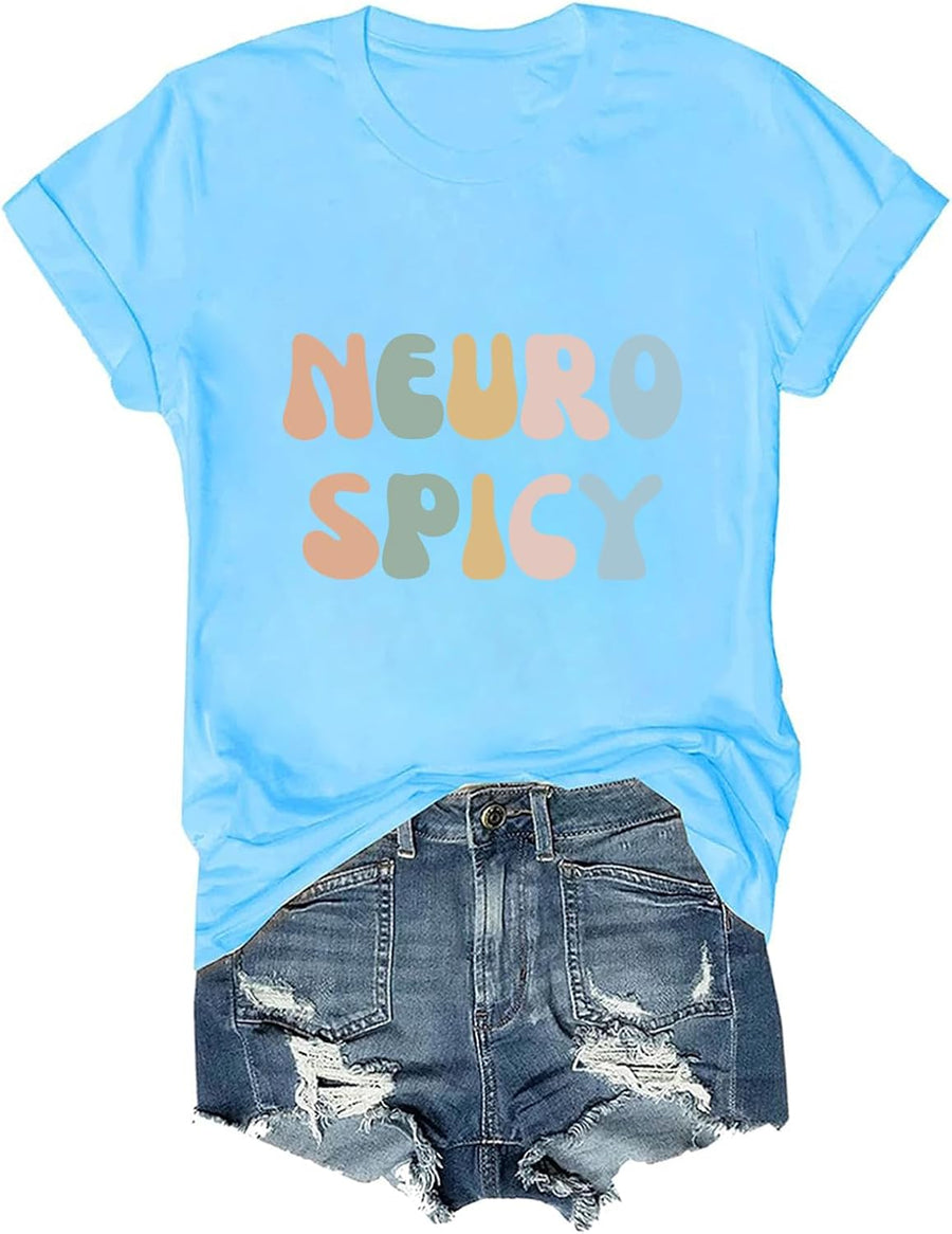 Neuro Spicy Shirt Funny Neuro Divergent T-Shirt Autism Tee - Sky Blue