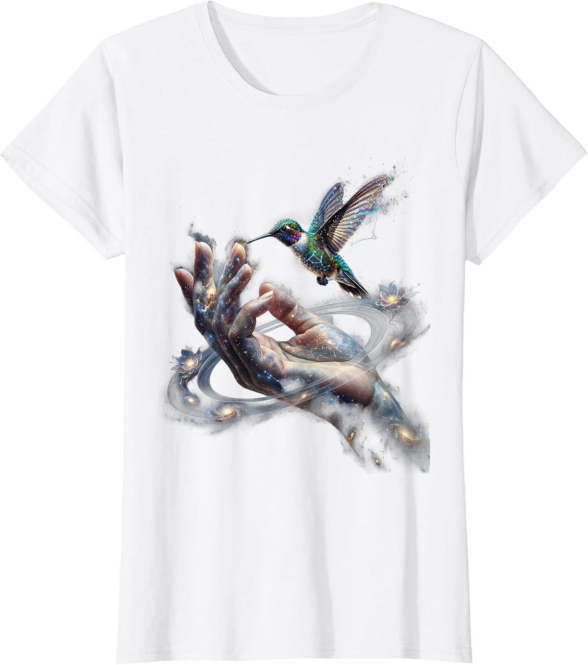Women's Autism Awareness Hummingbird Open Palm Design T-Shirt - White
