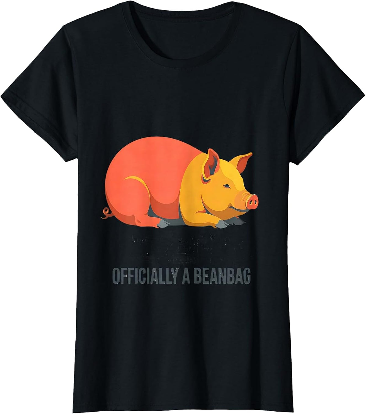 Women's Officially A Beanbag Funny Pet Pig Lover Humor T-Shirt - Black