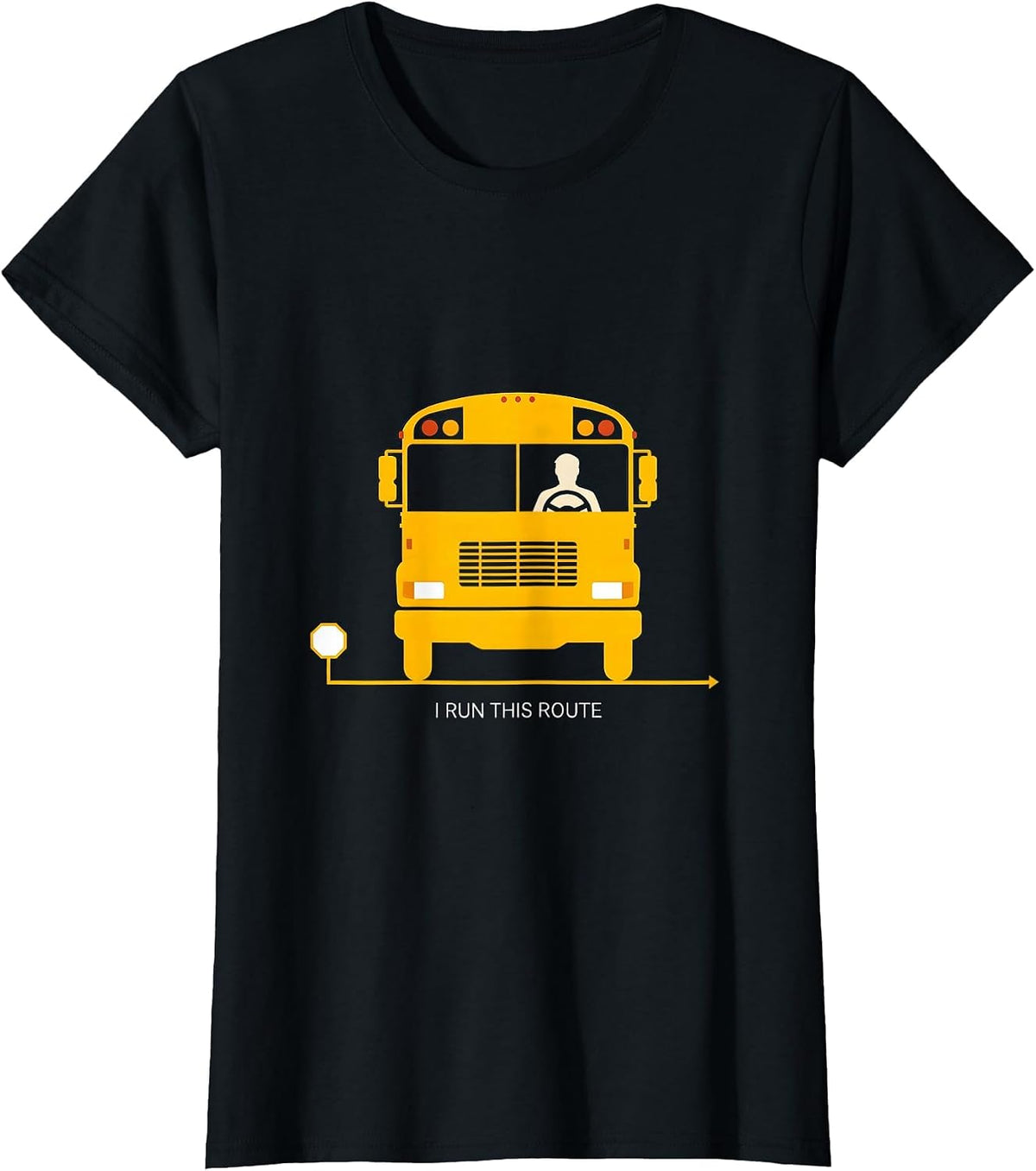 I Run This Route Minimalist School Bus Driver Pride Novelty T-Shirt - Black