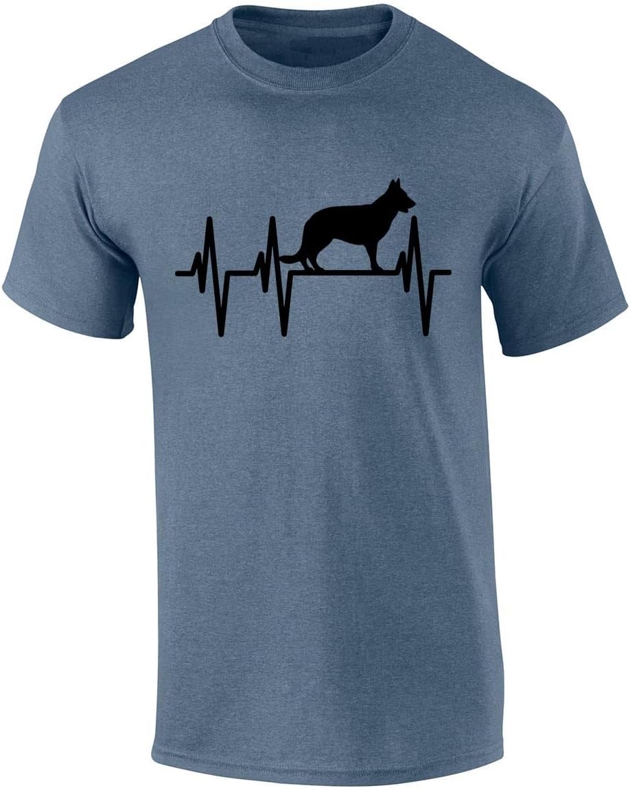 Trenz Shirt Co. German Shepherd Heartbeat Tee - Heather Indigo