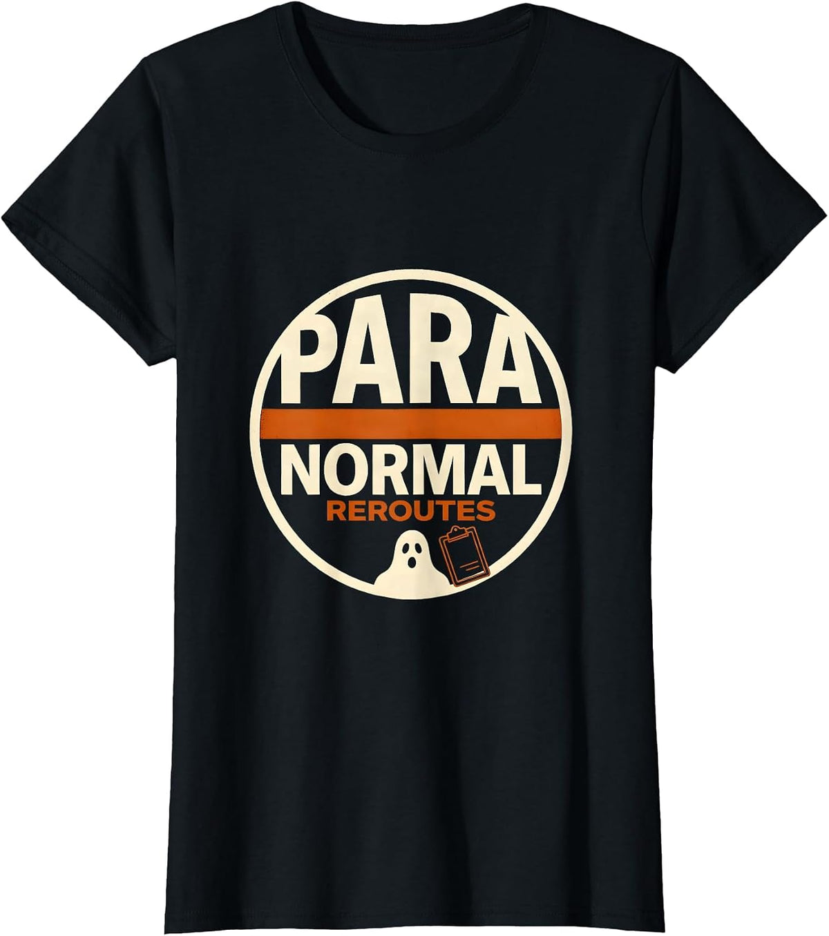 Women's Para Normal Reroutes Screenprint Ghost Para Teacher T-Shirt - Black