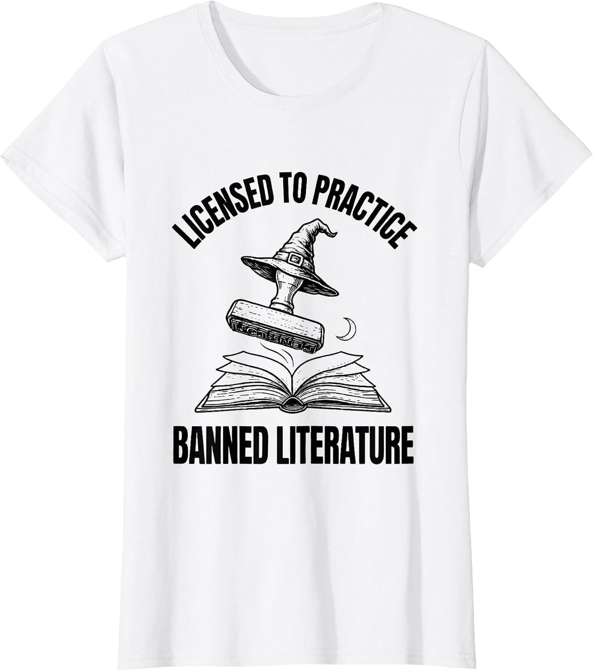 Women's Licensed To Practice Banned Literature Witchy Bookish T-Shirt - White