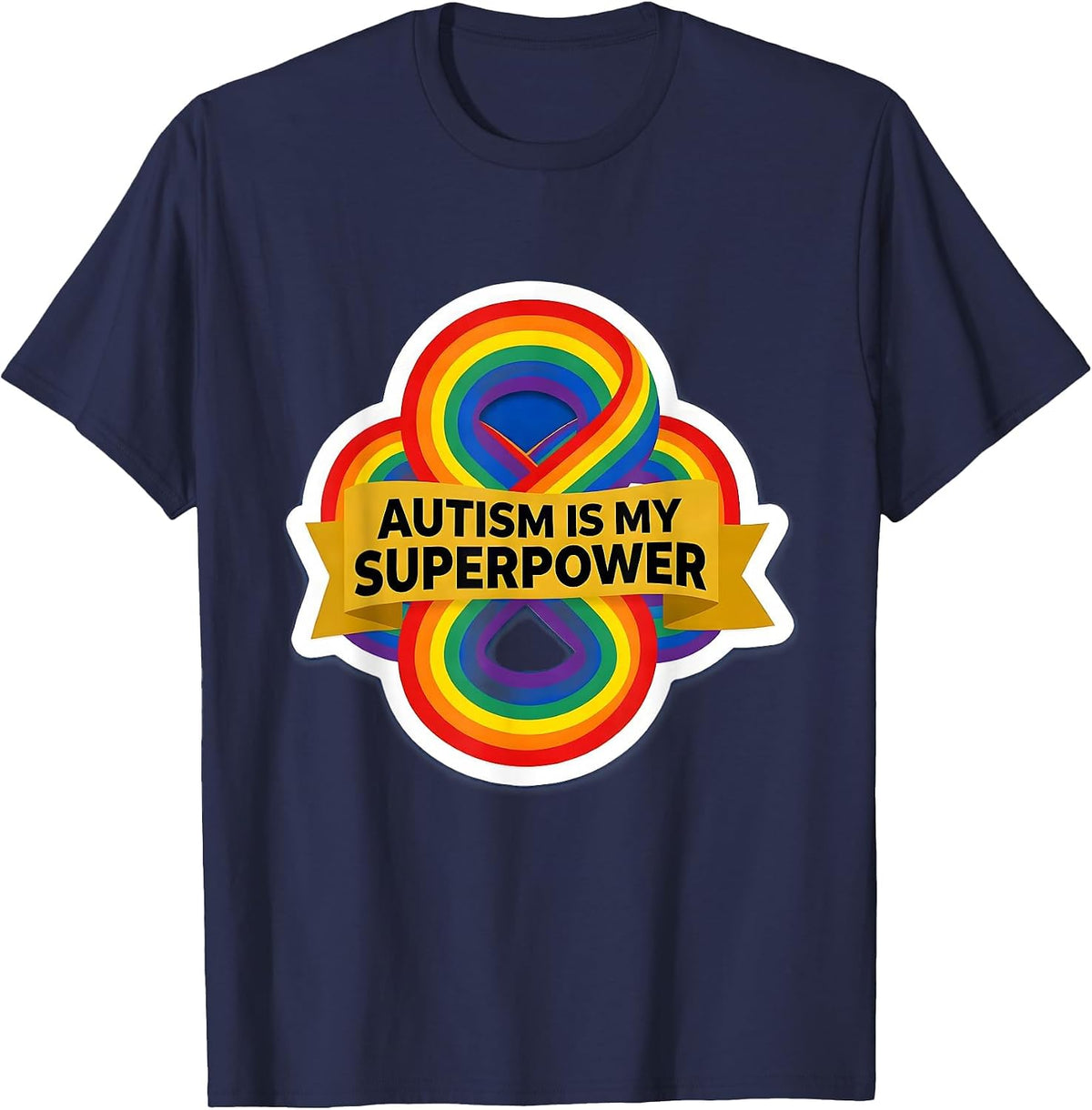 Men's Autism Is My Superpower Awareness Design T-Shirt - Navy Blue