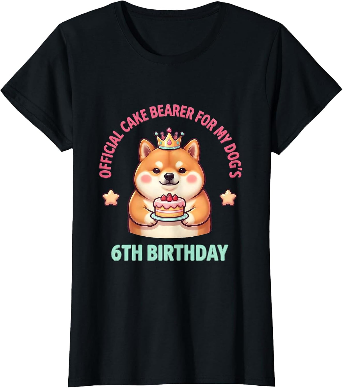 Women's Official Cake Bearer For My Dog's 6th Birthday Cute T-Shirt - Black