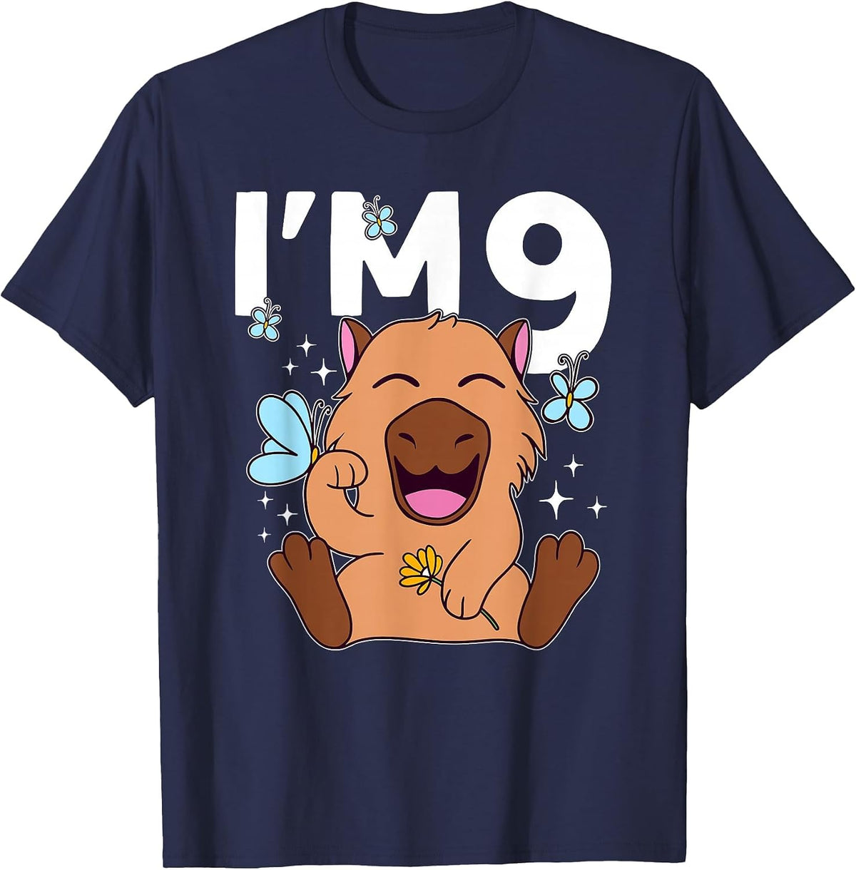 I'm 9 Bday Capybara 9th Birthday Capybara T-Shirt - Navy Blue
