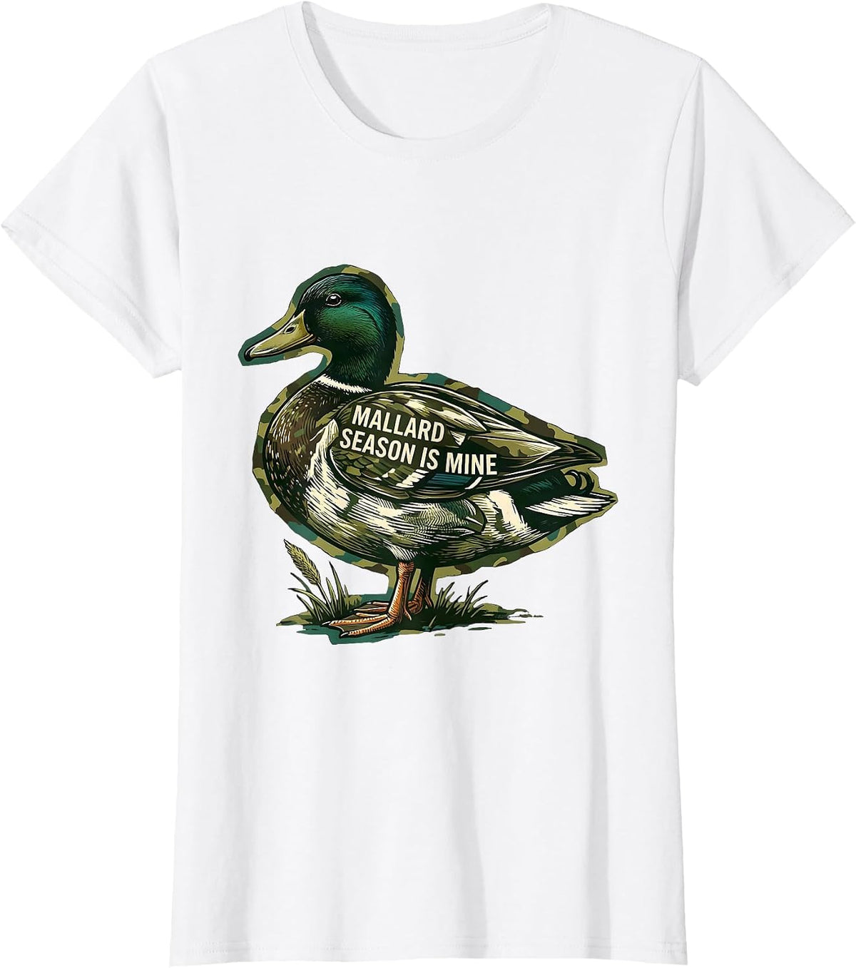 Mallard Season Is Mine Vintage Hunting Camo Duck Gift T-Shirt - White