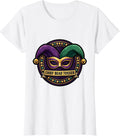 Women's Chief Bead Tosser Cartoon Mardi Gras Carnival Party Costume T-Shirt - White