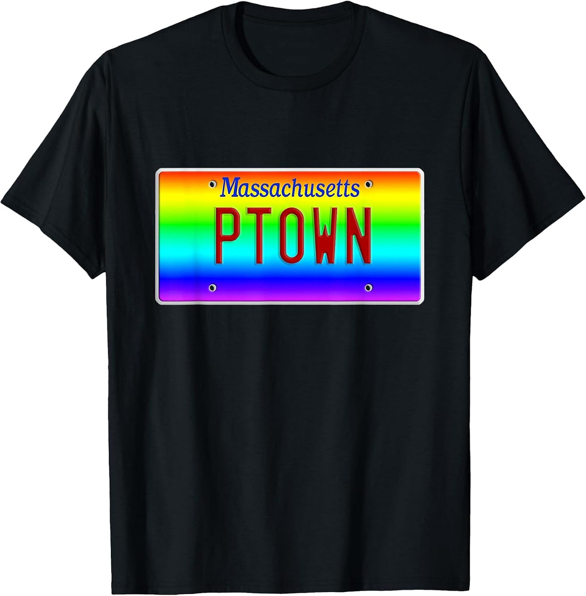 PTown Provincetown Cape Cod Massachusetts LGBT Rainbow Pride T-Shirt - Black