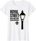 Women's Royal Street New Orleans Vintage Bourbon Street Mardi Gras T-Shirt - White