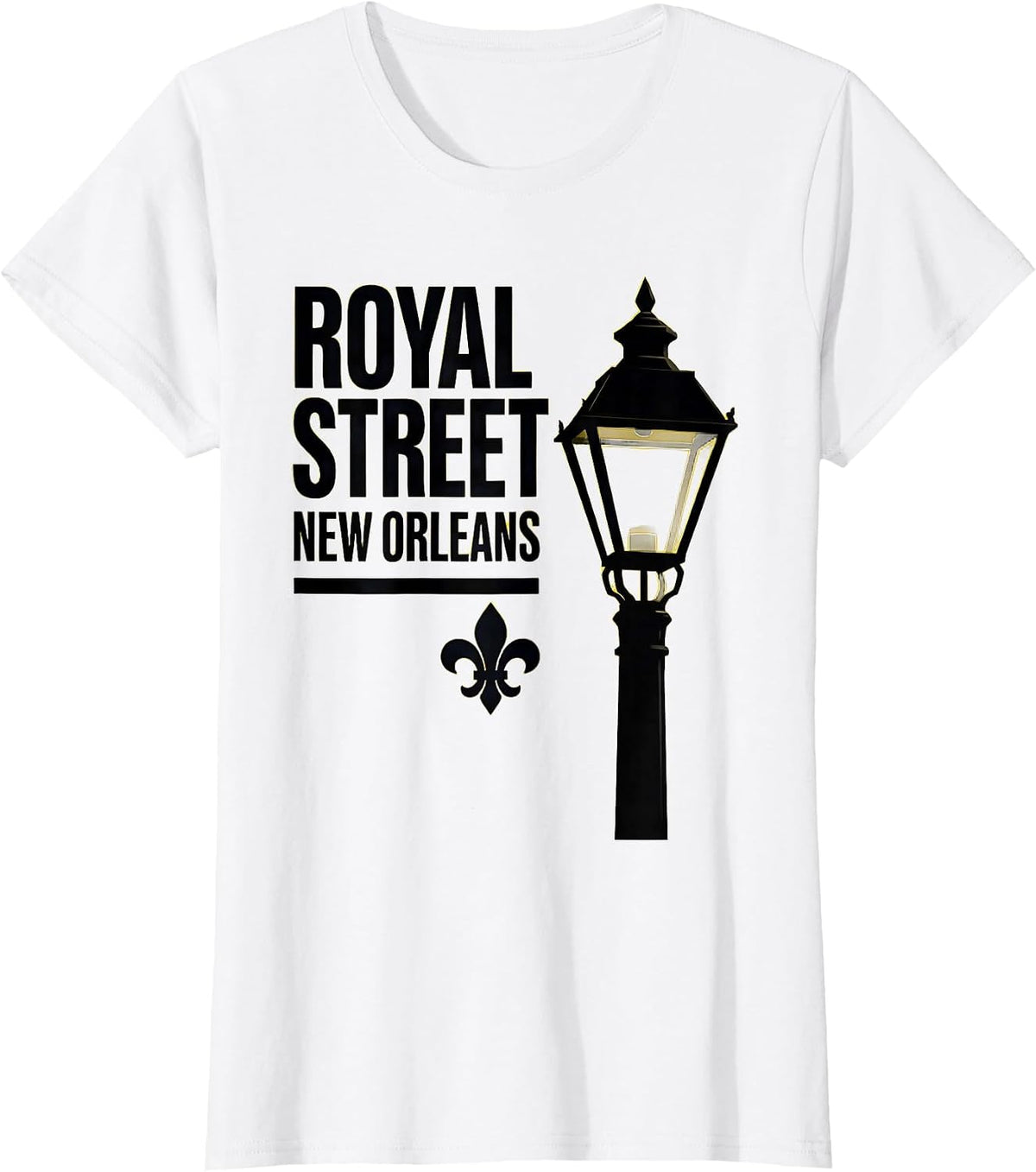 Women's Royal Street New Orleans Vintage Bourbon Street Mardi Gras T-Shirt - White