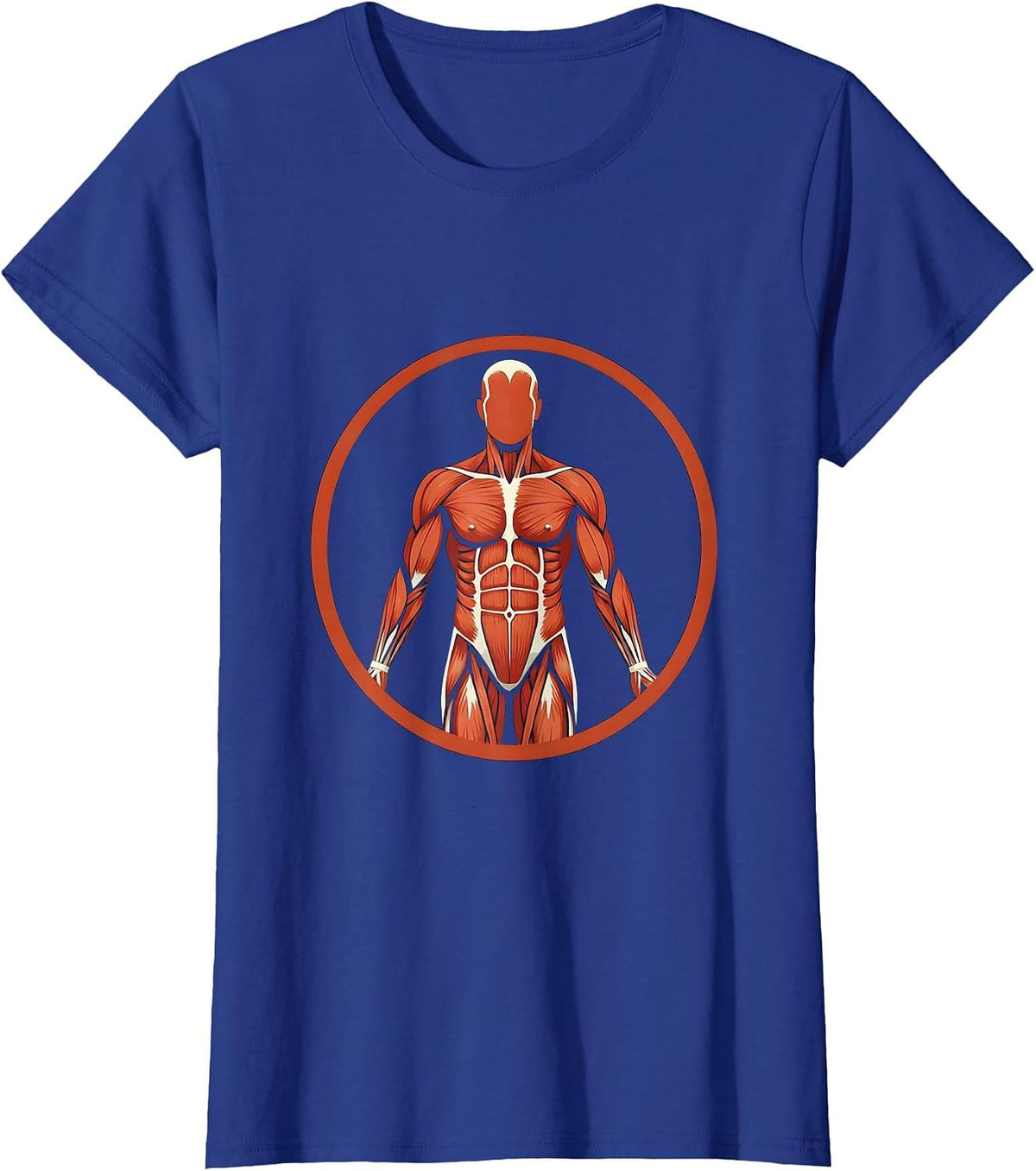 Women's Human Muscle Map Anatomy Physical Therapy Art T-Shirt - Royal Blue