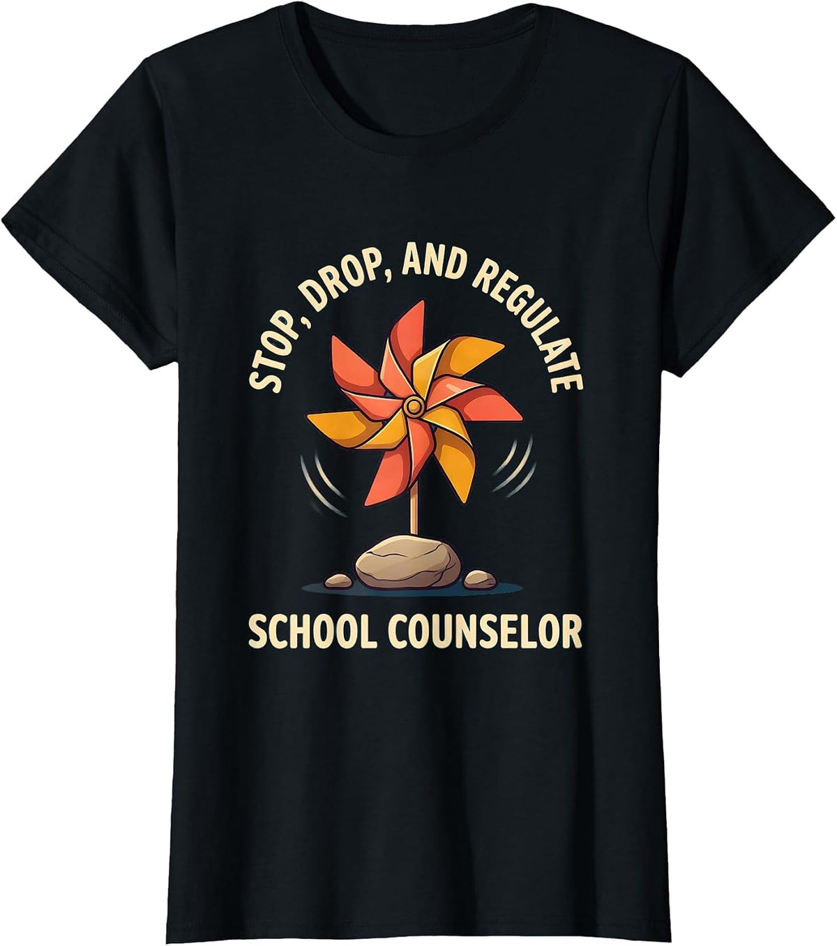 Women's Stop Drop And Regulate School Counselor T-Shirt - Black
