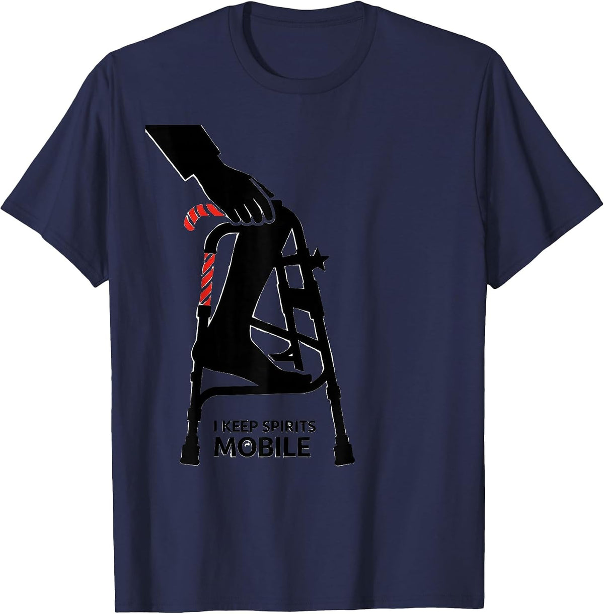 Men's I Keep Spirits Mobile Funny Physical Therapist Christmas PT T-Shirt - Navy Blue