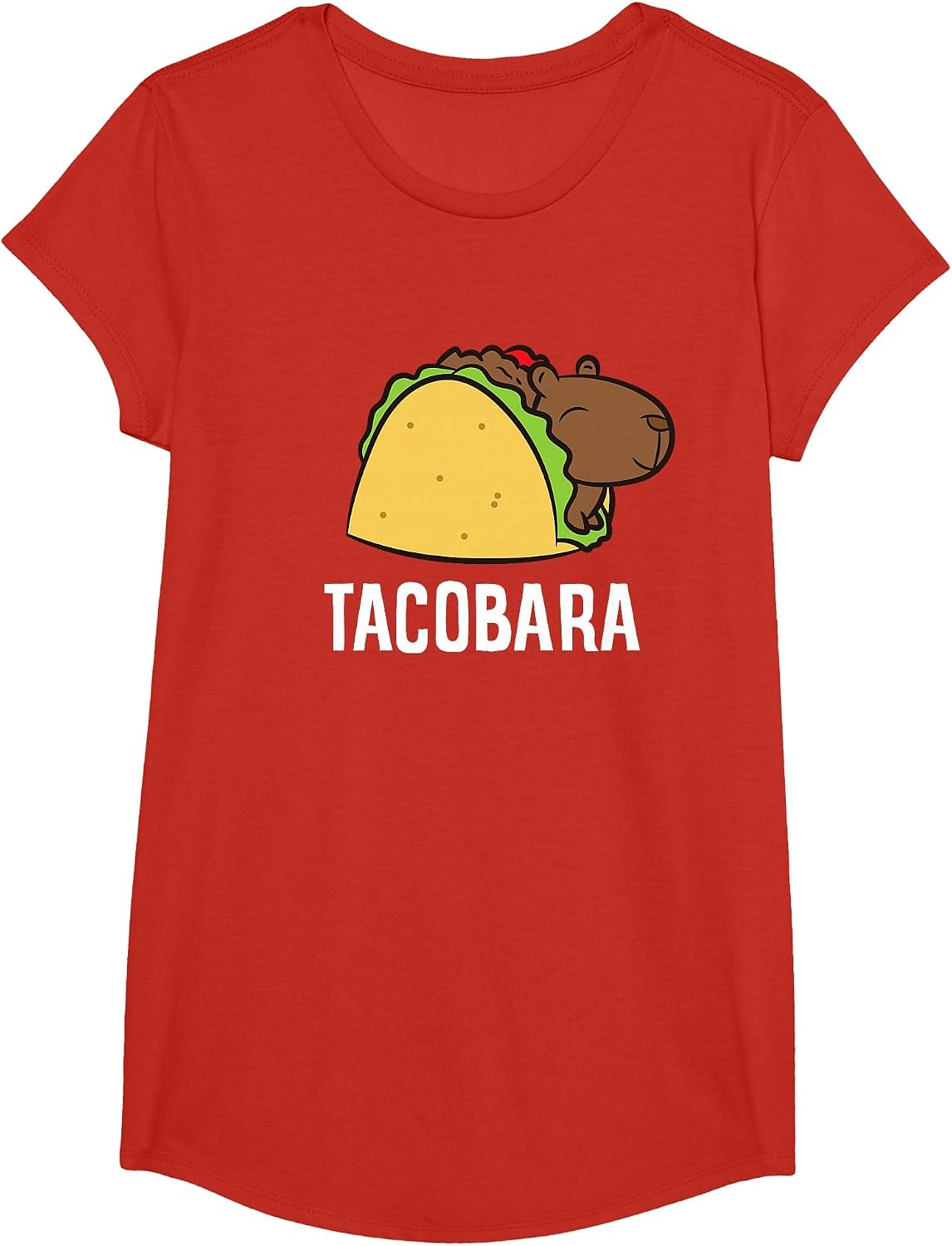 Tacobara Funny Capybara Tacos T-Shirt - Girls Red