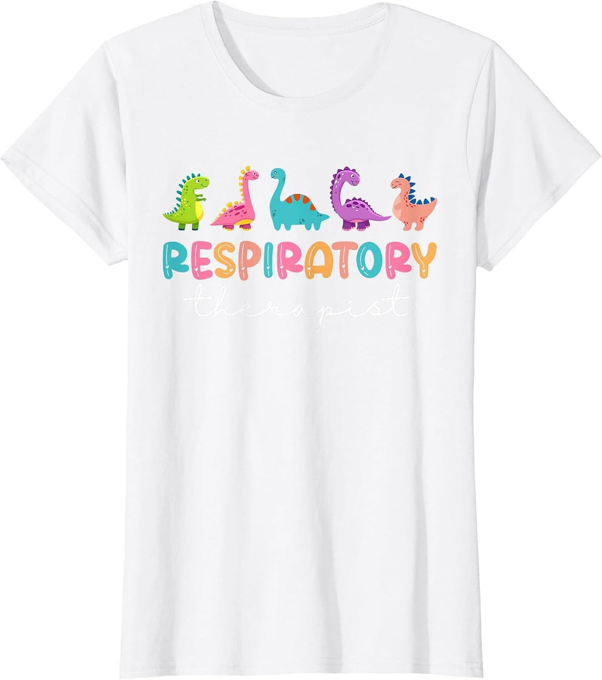 Pediatric Respiratory Therapy RT Therapist RT Dinosaurs T-Shirt - White
