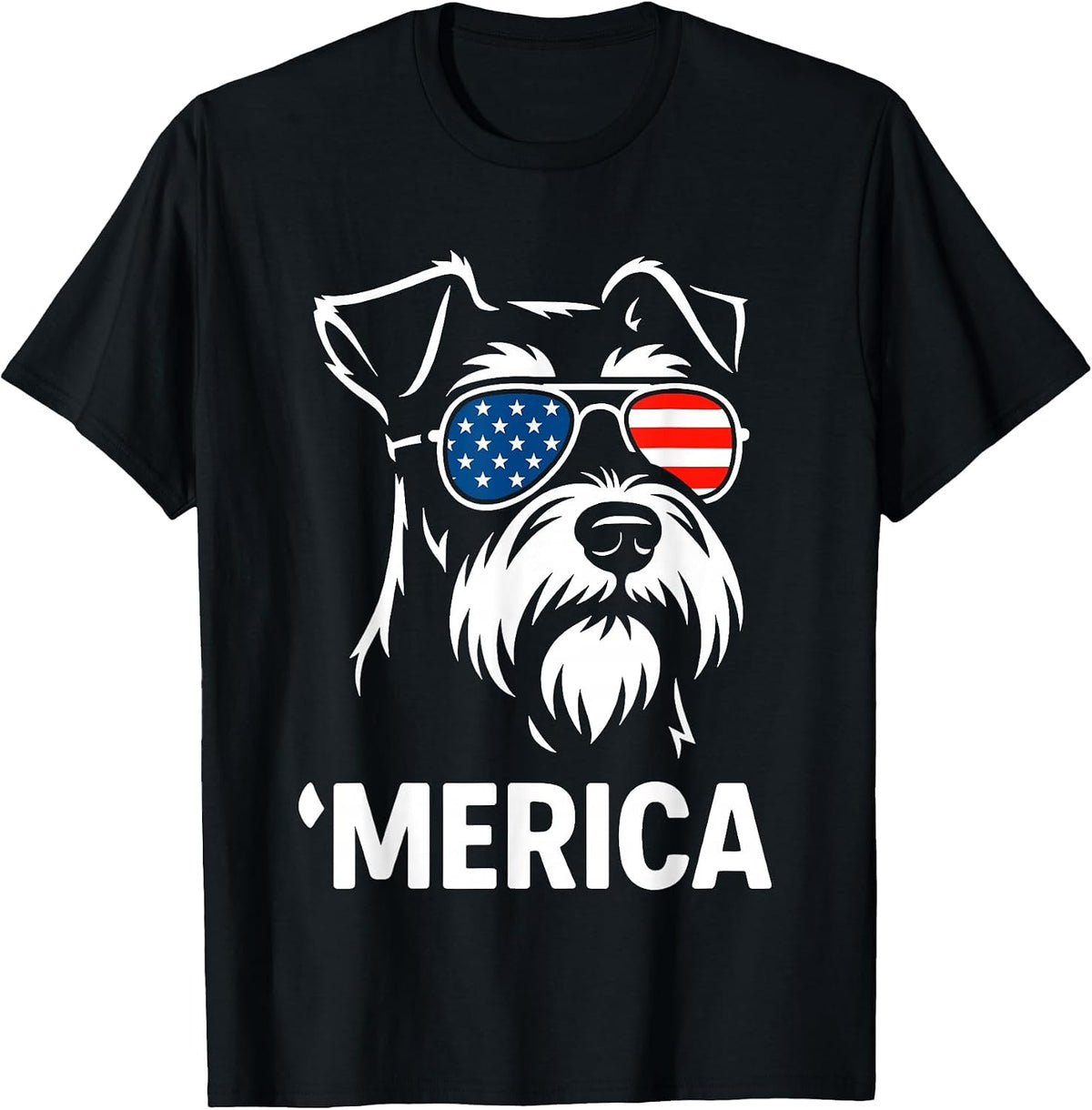 Miniature Schnauzer Merica 4th of July T-Shirt - Black