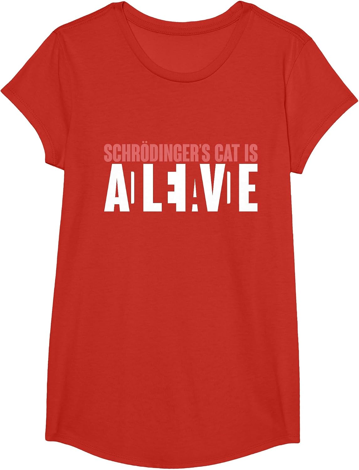 Schrödingers Cat is Dead and Alive Funny Schroedingers Cat T-Shirt - Girls Red