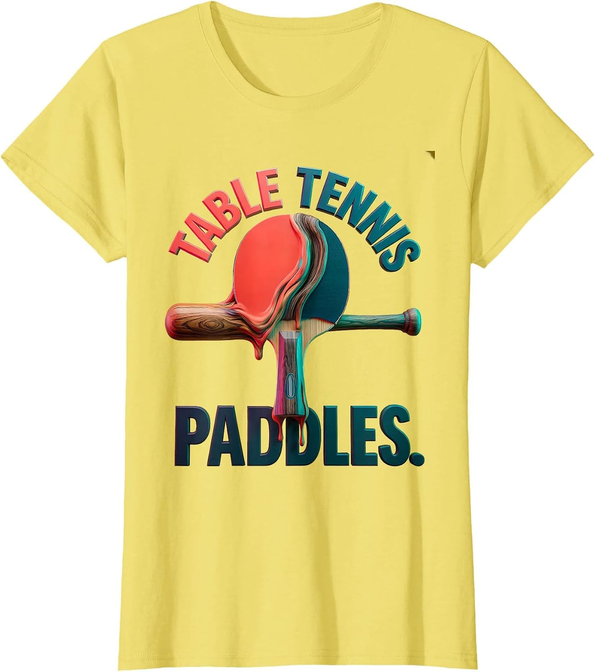 Table Tennis Paddles Baseball Bat Graphic Design T-Shirt - Lemon Yellow
