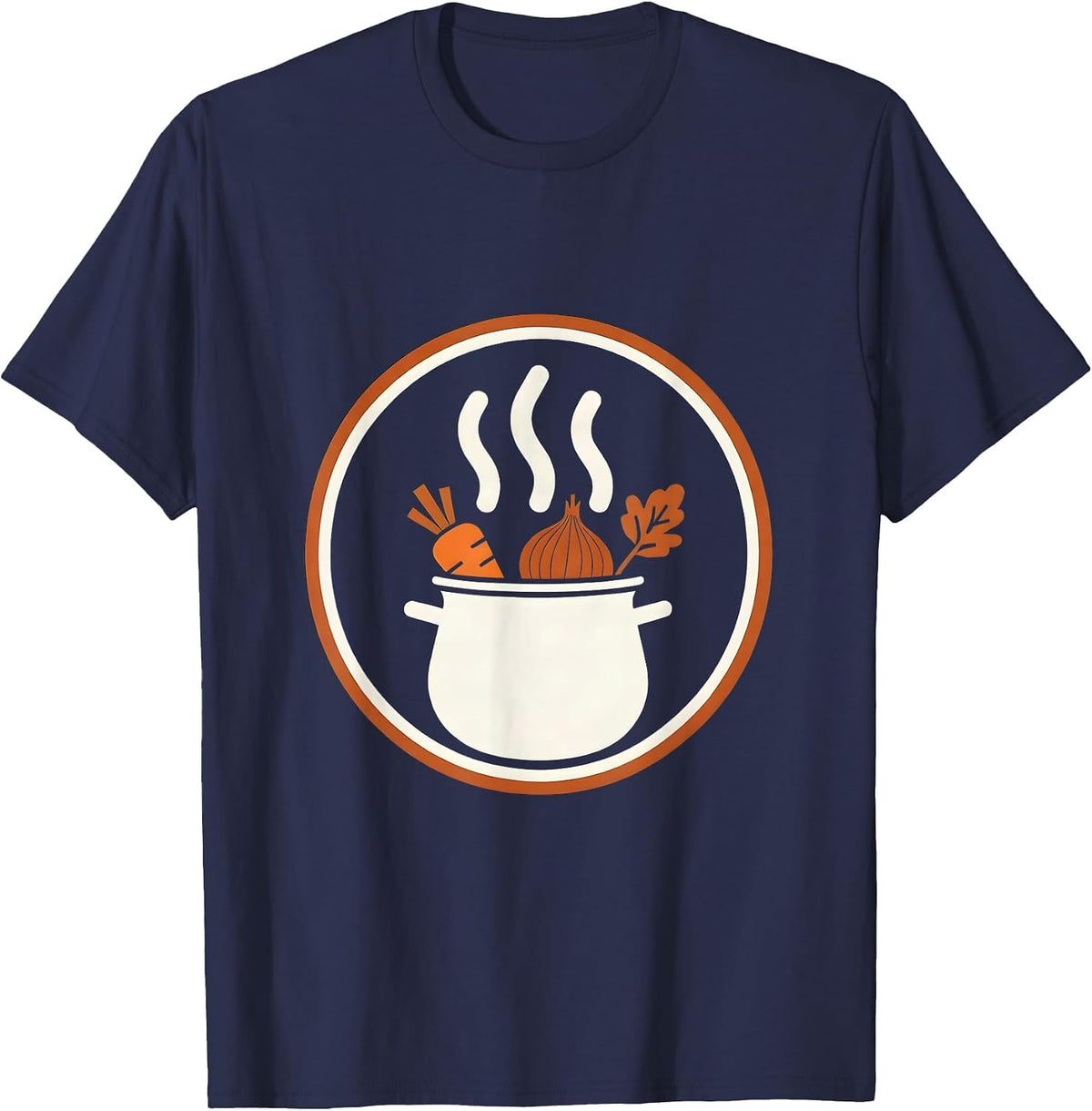 Men's Chef's Bubbling Pot Overflowing Vegetables Graphic T-Shirt - Navy Blue