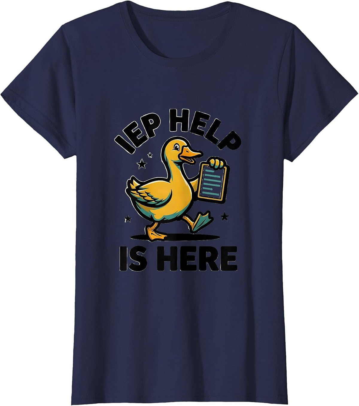Women's IEP Help Is Here Funny Special Education Teacher SPED T-Shirt - Navy Blue