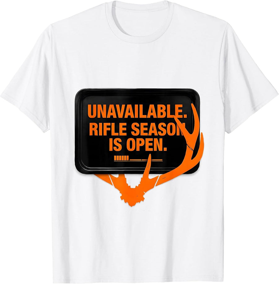 Men's Rifle Season Is Open Funny Hunting Dad Joke Fitness Deer T-Shirt - White