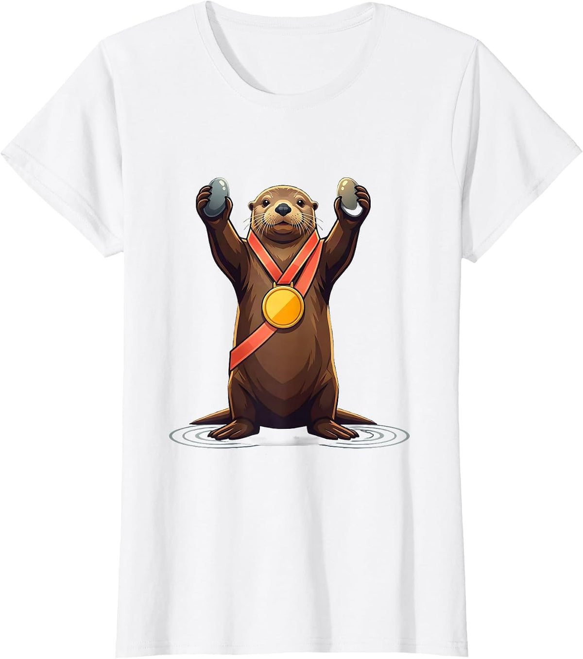 Women's Proud Sea Otter Medal Cute Otter Lover Gift T-Shirt - White