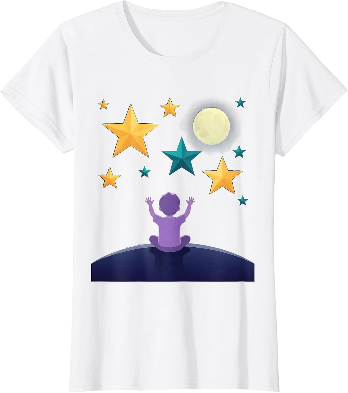 Autism Awareness Child Stargazing Night Sky Design T-Shirt - White