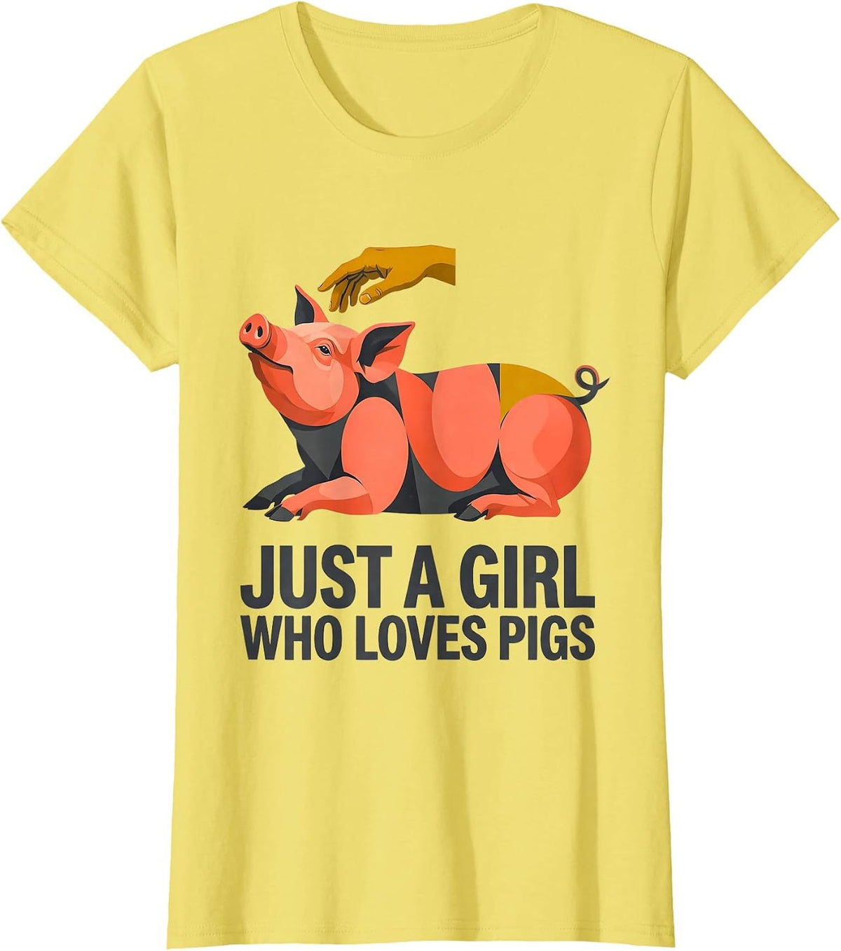 Women's Just A Girl Who Loves Pigs Funny Pig Farm Animal Lover Humor T-Shirt - Lemon Yellow
