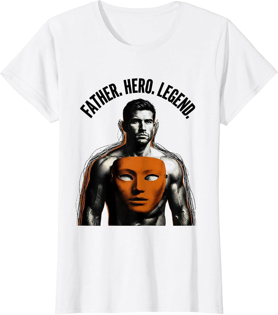 Women's Father Hero Legend Best Dad Graphic Design T-Shirt - White