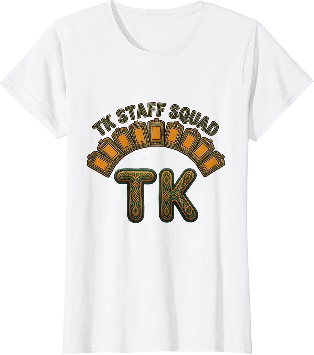 Women's TK Staff Squad Folk Art Transitional Kindergarten Teacher T-Shirt - White