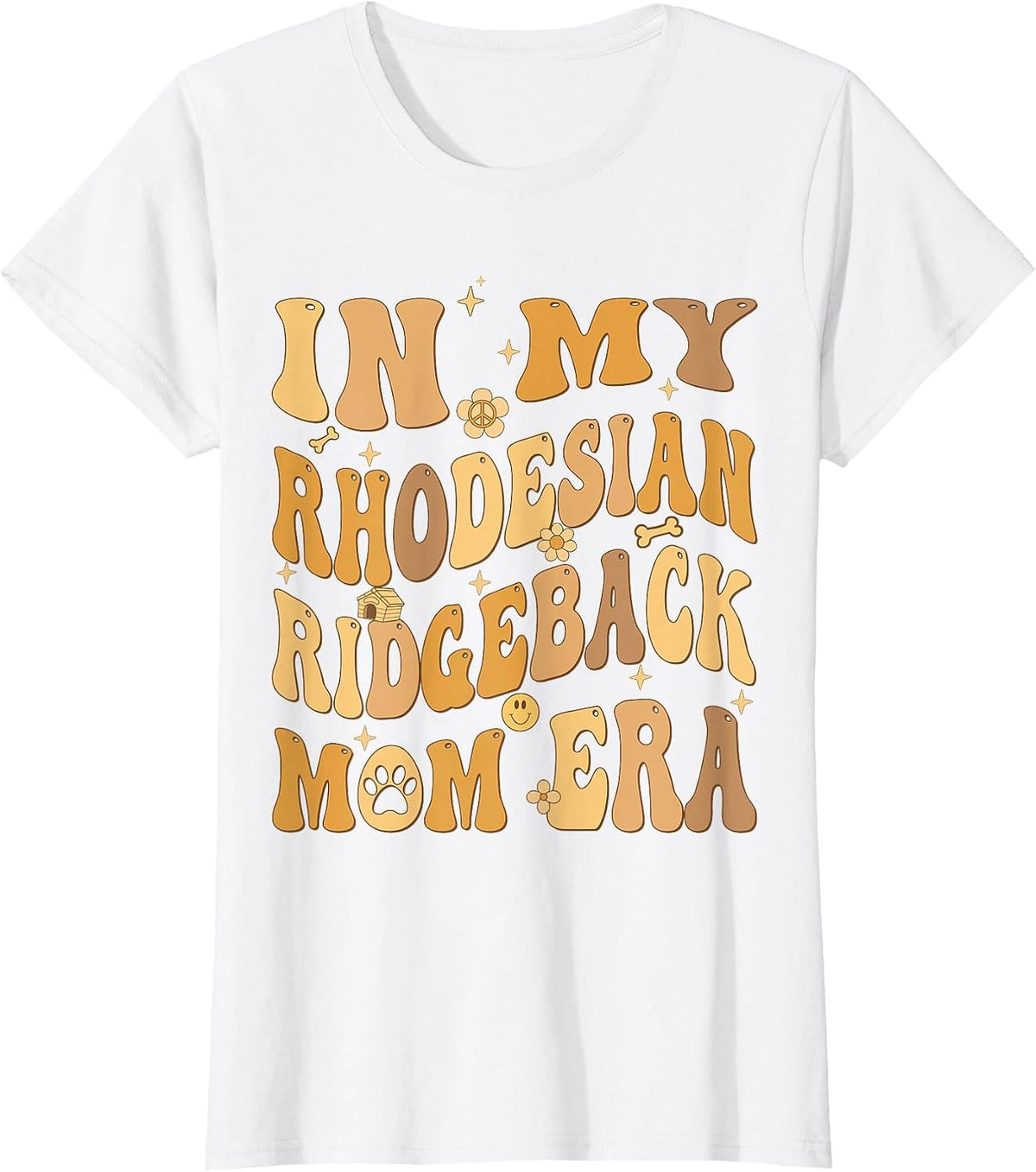 in My Rhodesian Ridgeback Mom Era Groovy T-Shirt - White