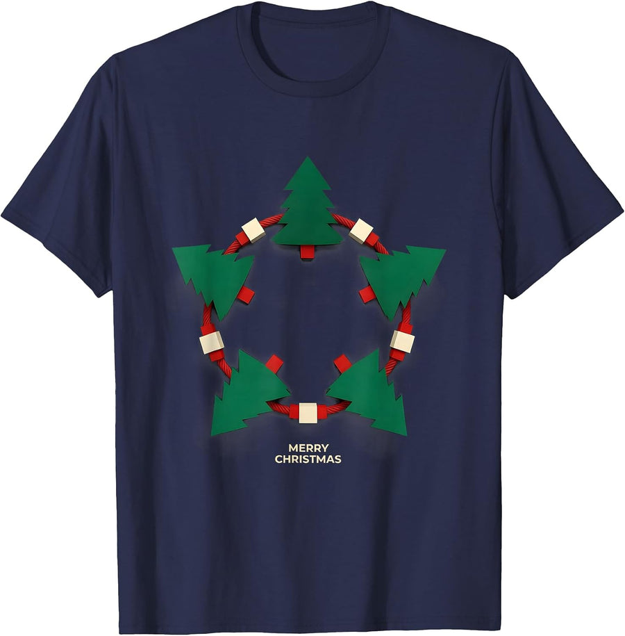 Merry Christmas Family Matching Holiday Pajama Party Gift T-Shirt - Navy Blue