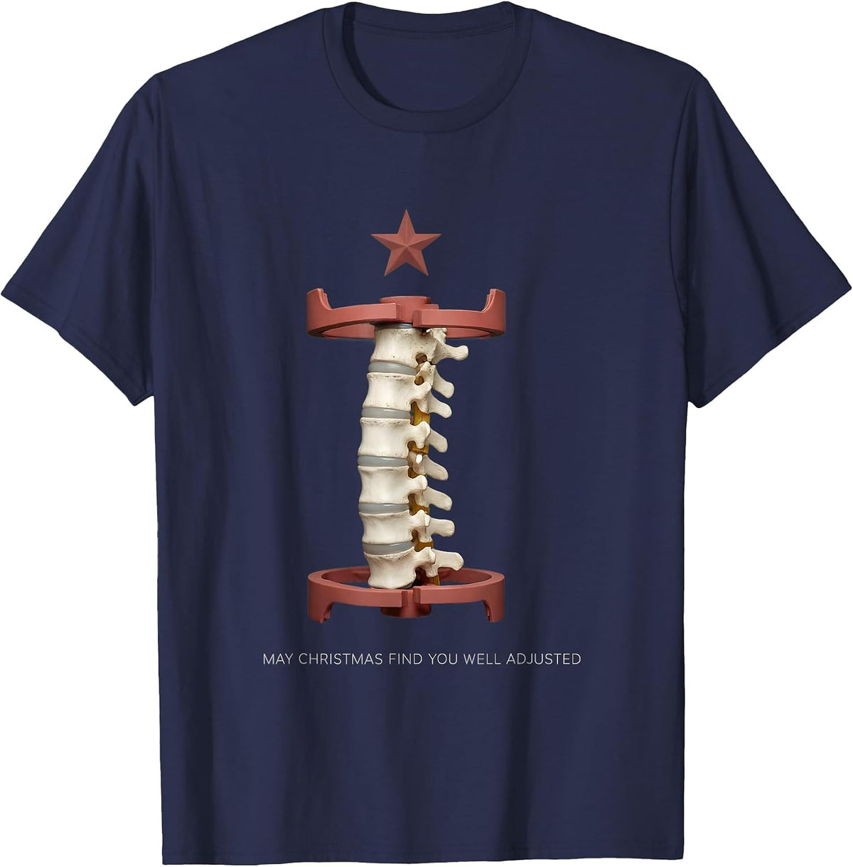 Men's May Christmas Find You Well Adjusted Funny Chiropractor T-Shirt - Navy Blue