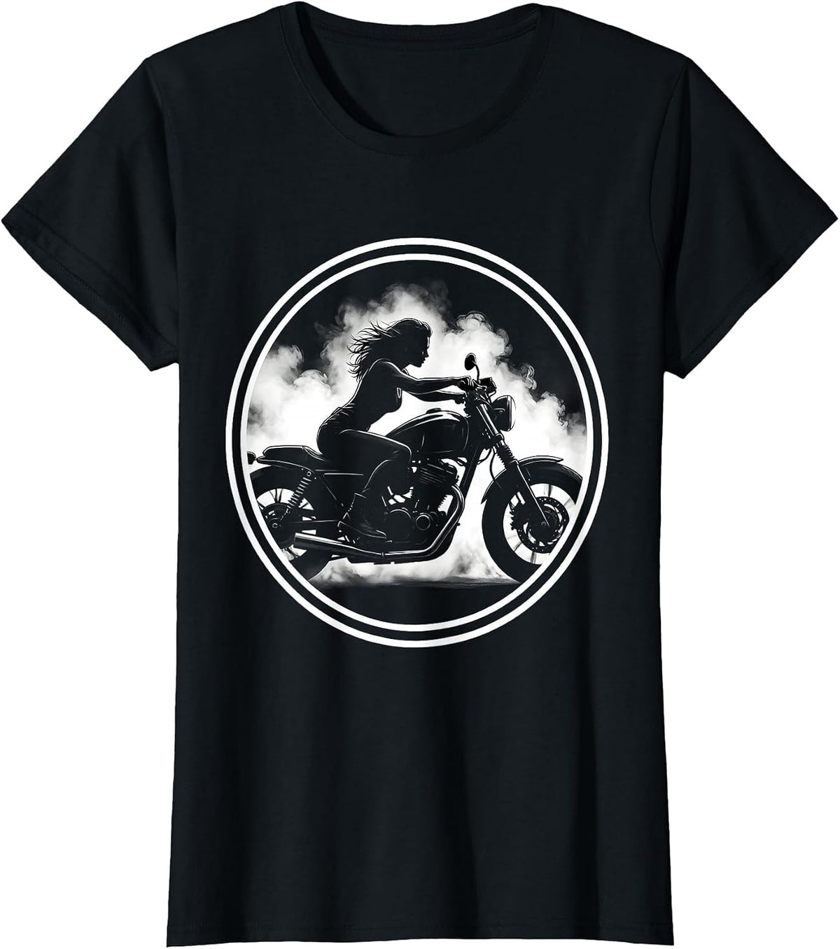 Night Rider Motorcycle Rev Graphic Tee T-Shirt - Black